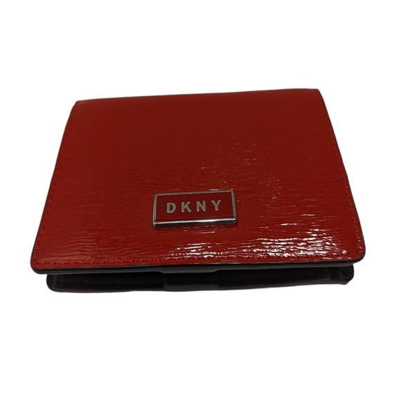 Dkny Handbags - DKNY Gigi Red Bifold Flat Faux Leather Wallet